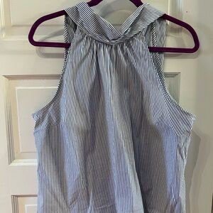 41 Hawthorne Kerrianne Tie Back Halter Top, Petite size XLP, blue striped
